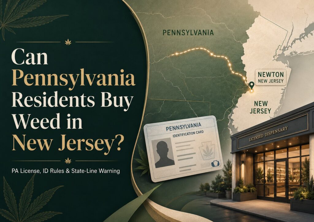 Can Pennsylvania residents buy weed in New Jersey with PA license, ID rules, state-line warning, and Newton NJ dispensary guide